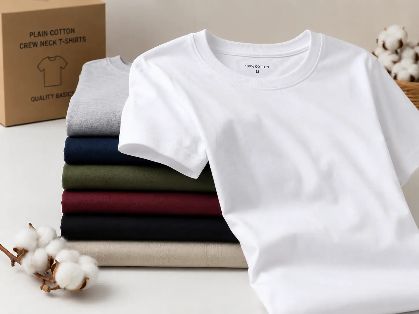 plain cotton crew neck t shirts exporter from india